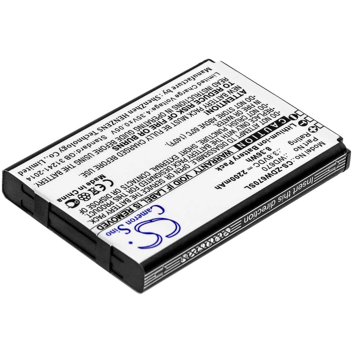 3.8V, Li-ion, 2200mAh, Batterie Hotspot compatible avec Nubia, Mtc, Zte, Haier, B1501, Dc002, Dc003, 8.36Wh Hotspot Cameron Sino Technology Limited
