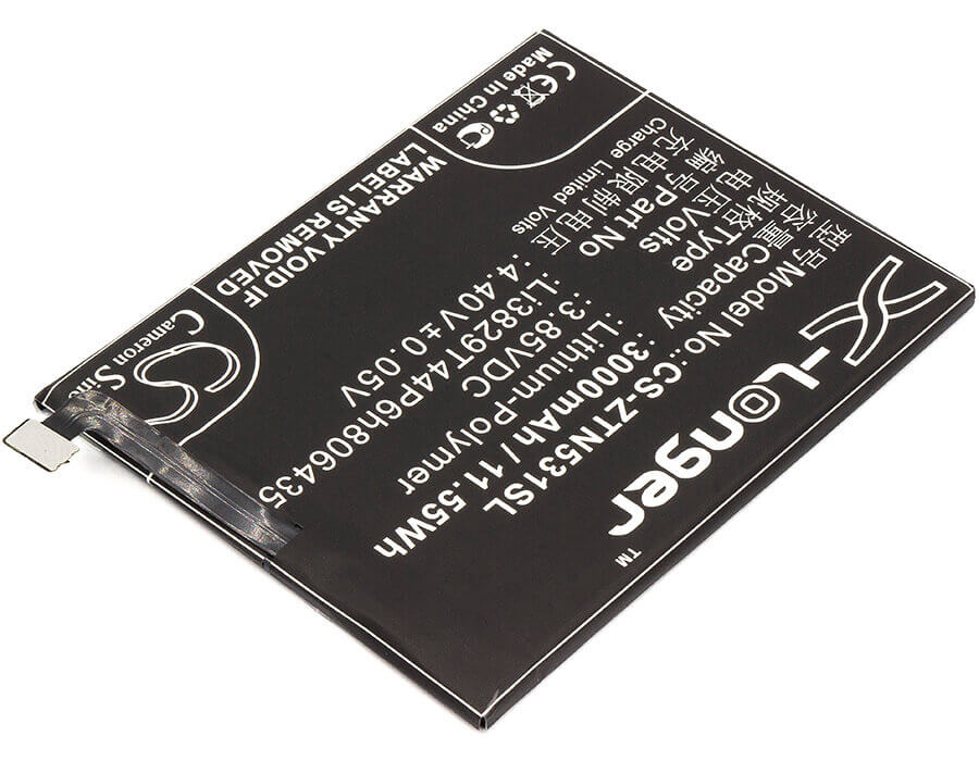 3,85V, Li-Polymer, 3000mAh, batterie de smartphone compatible avec Nubia, Zte, Li3829t44p6h806435, Nx531, Nx531j, 11,55Wh Mobile, Smartphone Cameron Sino Technology Limited (Smartphone)