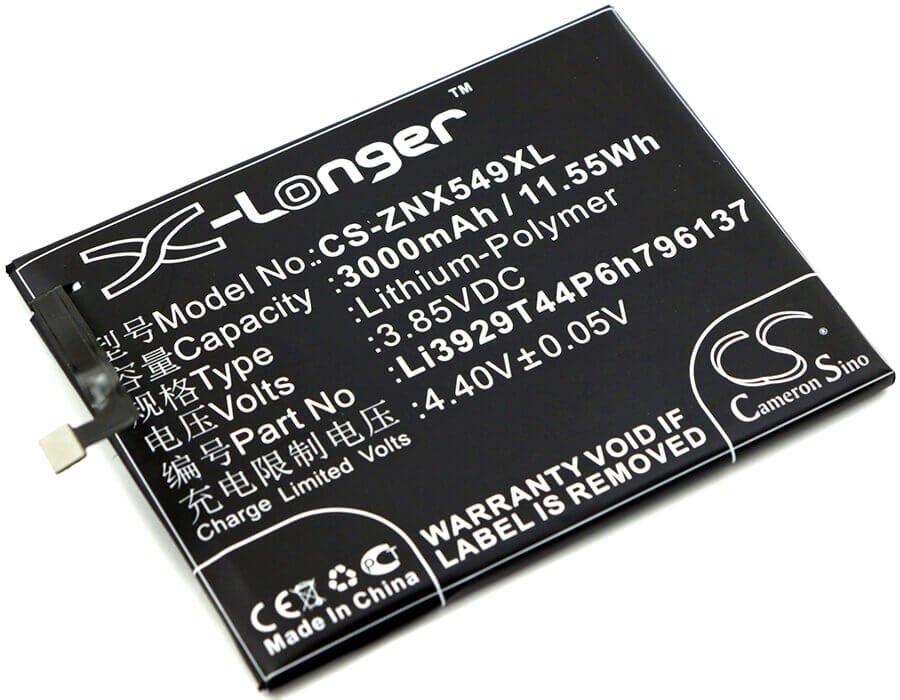 3.85V, Li-Polymer, 3000mAh, SmartPhone battery fits Nubia, Zte, Li3929t44p6h796137, Nx549j, Z11 Mini S, 11.55Wh Mobile, SmartPhone Cameron Sino Technology Limited (Smartphone)