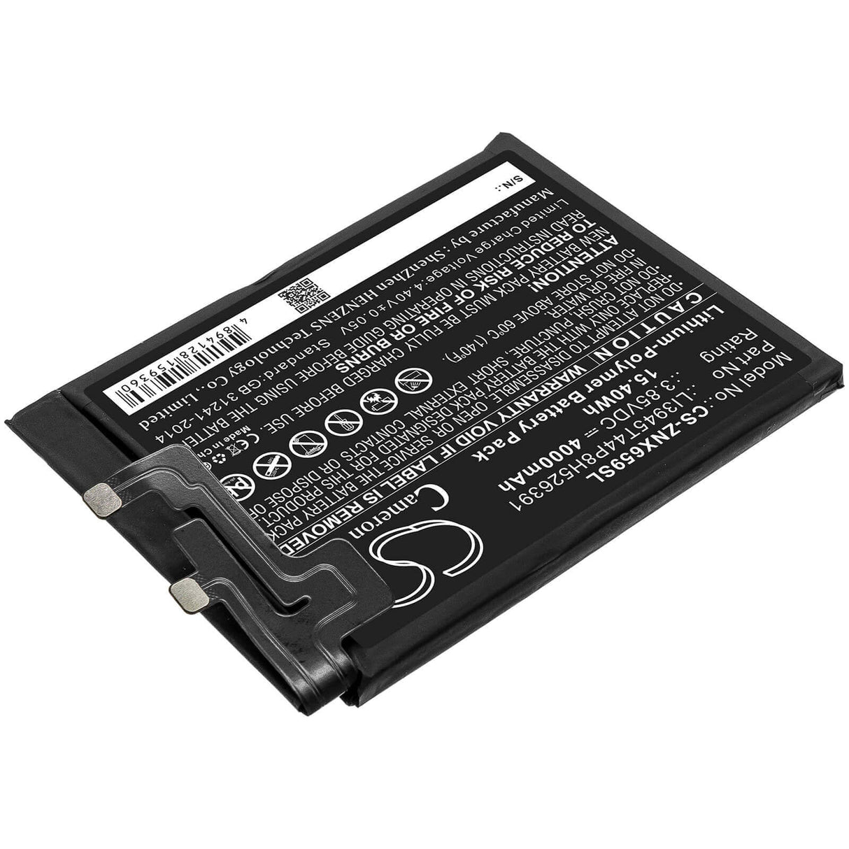 3.85V, Li-Polymer, 4000mAh, SmartPhone battery fits Nubia, Zte, Li3945t44p8h526391, Nx659j, Red Magic 5g, 15.4Wh Mobile, SmartPhone Cameron Sino Technology Limited (Smartphone)