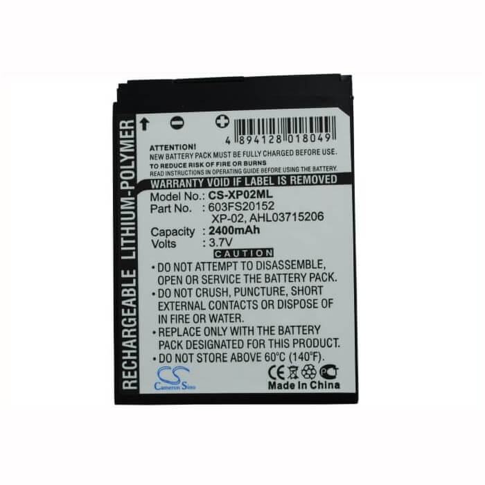3,7V, Li-Polymer, 2400mAh, batterie PDA compatible avec O2, Xp-02, Xda Apollo, Xda Atom Life, 8,88Wh PDA, Pocket PC Cameron Sino Technology Limited (Suspendu)