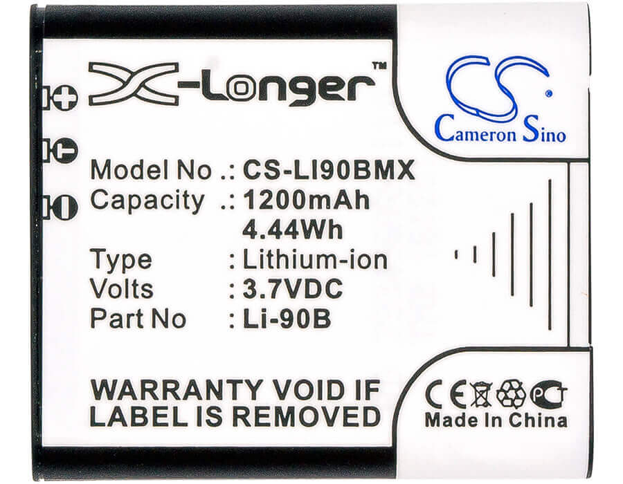 3.7V, Li-ion, 1200mAh, Camera battery fits Olympus, Li-90b, Powers Stylus Sp-100, Sh-50 His, 4.44Wh Camera Cameron Sino Technology Limited (Camera)