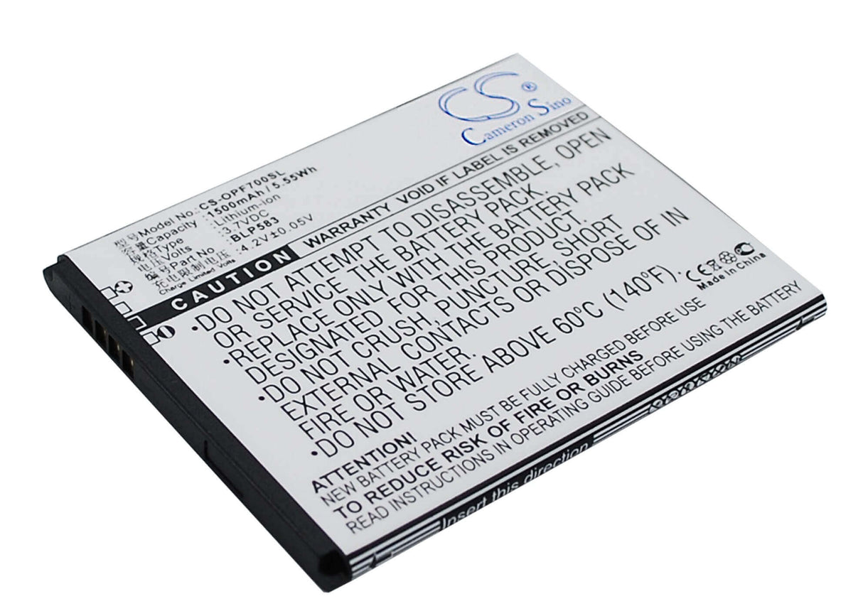 3,7V, Li-ion, 1500mAh, batterie de smartphone compatible Oppo, Blp583, 1105, 1107, 5,55Wh Mobile, Smartphone Cameron Sino Technology Limited (Smartphone)