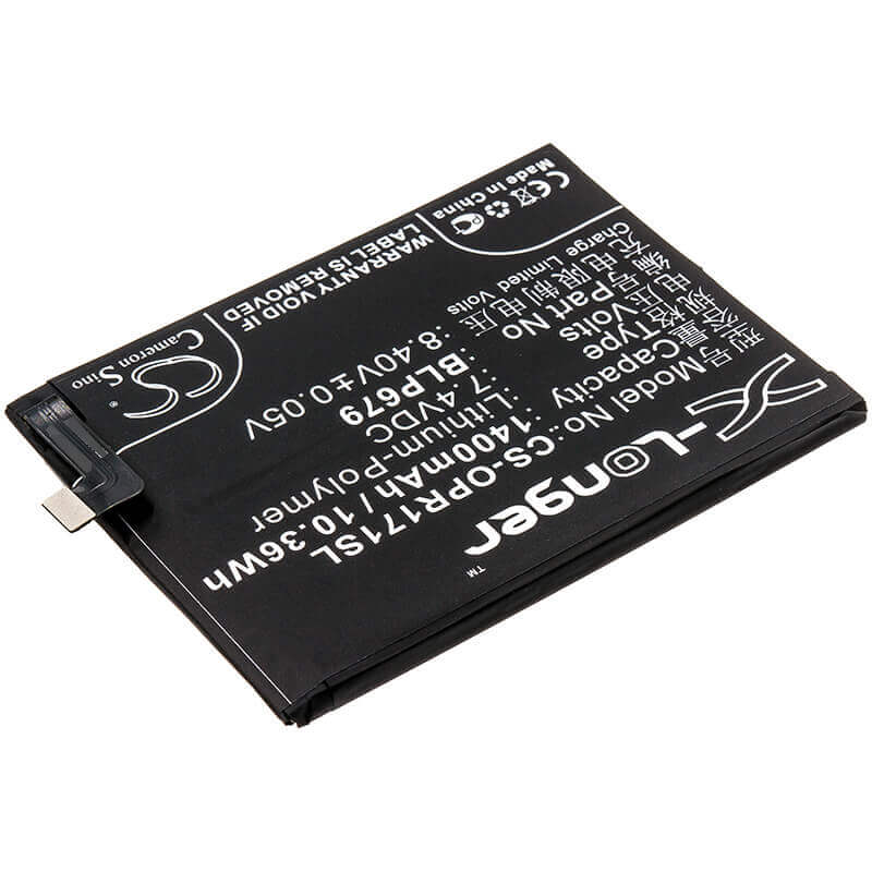 7.4V, Li-Polymer, 1400mAh, SmartPhone battery fits Oppo, Blp679, 1877, Cph1877, 10.36Wh Mobile, SmartPhone Cameron Sino Technology Limited (Smartphone)
