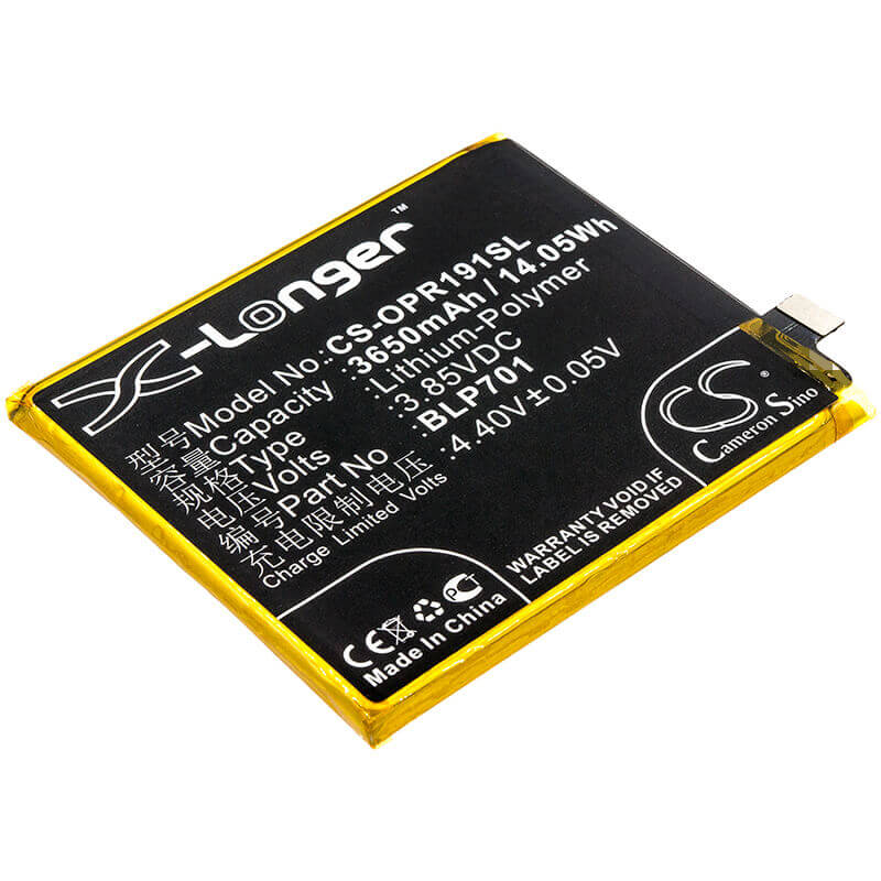 3.85V, Li-Polymer, 3650mAh, SmartPhone battery fits Oppo, Blp701, 1917, Cph1917, 14.05Wh Mobile, SmartPhone Cameron Sino Technology Limited (Smartphone)
