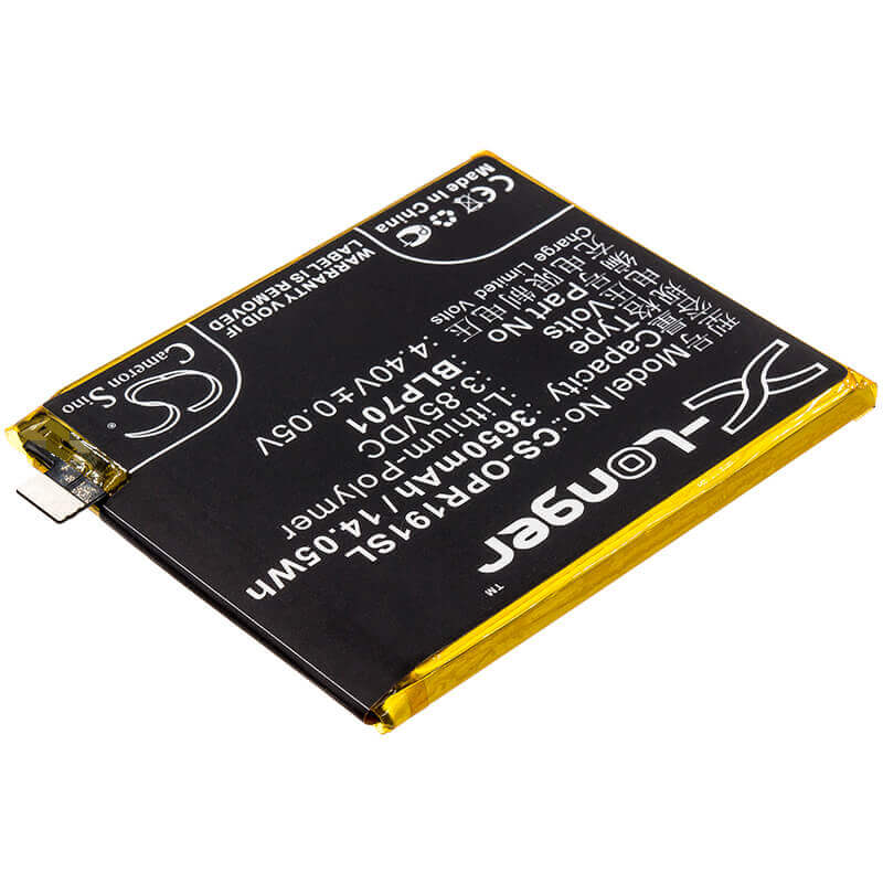 3.85V, Li-Polymer, 3650mAh, SmartPhone battery fits Oppo, Blp701, 1917, Cph1917, 14.05Wh Mobile, SmartPhone Cameron Sino Technology Limited (Smartphone)