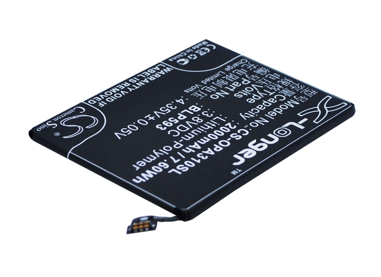 3,8V, Li-Polymer, 2000mAh, batterie de smartphone compatible avec Oppo, Blp593, A31, A31c, 7,6Wh Mobile, SmartPhone Cameron Sino Technology Limited (Suspendu)