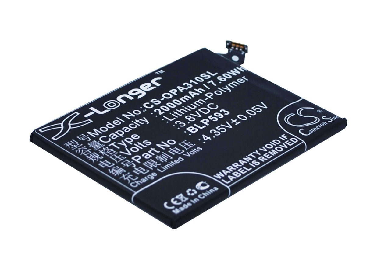 3,8V, Li-Polymer, 2000mAh, batterie de smartphone compatible avec Oppo, Blp593, A31, A31c, 7,6Wh Mobile, SmartPhone Cameron Sino Technology Limited (Suspendu)