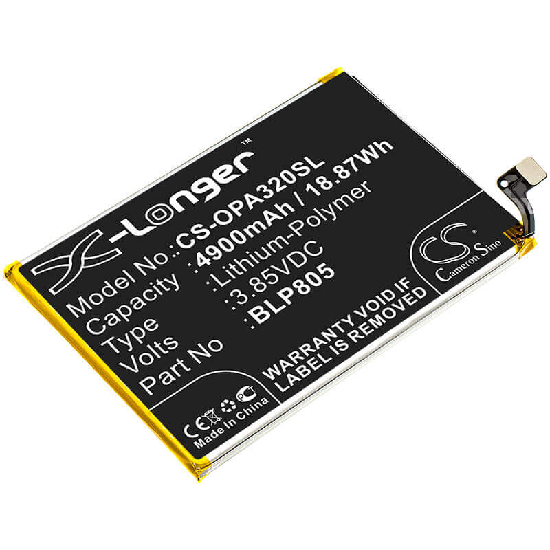 3,85V, Li-Polymer, 4900mAh, batterie de smartphone compatible avec Oppo, Blp805, A32, A53, 18,87Wh Mobile, Smartphone Cameron Sino Technology Limited (Smartphone)