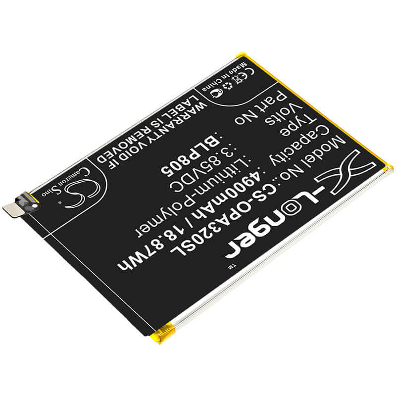 3,85V, Li-Polymer, 4900mAh, batterie de smartphone compatible avec Oppo, Blp805, A32, A53, 18,87Wh Mobile, Smartphone Cameron Sino Technology Limited (Smartphone)