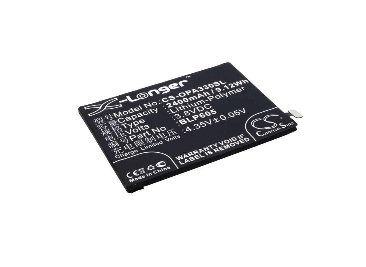 3.8V, Li-Polymer, 2400mAh, SmartPhone battery fits Oppo, Blp605, A33, A33c, 9.12Wh Mobile, SmartPhone Cameron Sino Technology Limited (Smartphone)