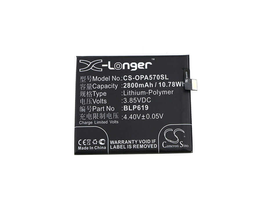 3.85V, Li-Polymer, 2800mAh, SmartPhone battery fits Oppo, Blp619, A39, A39 Dual Sim, 10.78Wh Mobile, SmartPhone Cameron Sino Technology Limited (Smartphone)