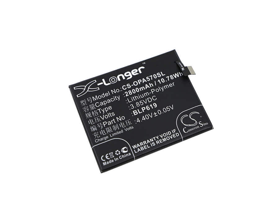 3.85V, Li-Polymer, 2800mAh, SmartPhone battery fits Oppo, Blp619, A39, A39 Dual Sim, 10.78Wh Mobile, SmartPhone Cameron Sino Technology Limited (Smartphone)