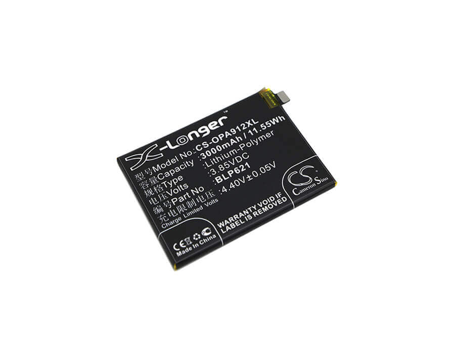 3.85V, Li-Polymer, 3000mAh, SmartPhone battery fits Oppo, Blp621, Cph1607, R9s, 11.55Wh Mobile, SmartPhone Cameron Sino Technology Limited (Smartphone)
