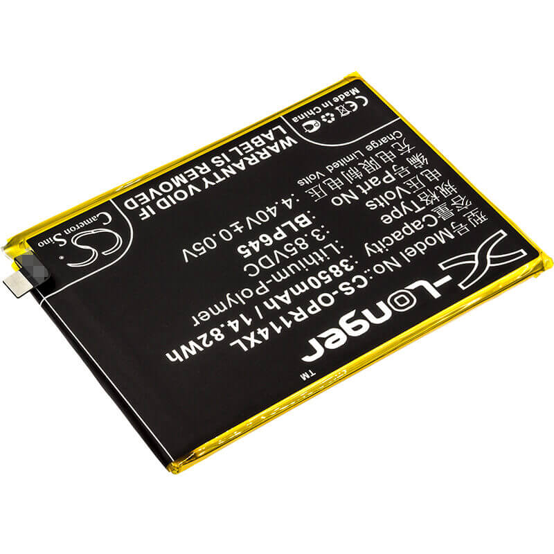 3.85V, Li-Polymer, 3850mAh, SmartPhone battery fits Oppo, Blp645, Cph1721, R11s Plus, 14.82Wh Mobile, SmartPhone Cameron Sino Technology Limited (Suspended)