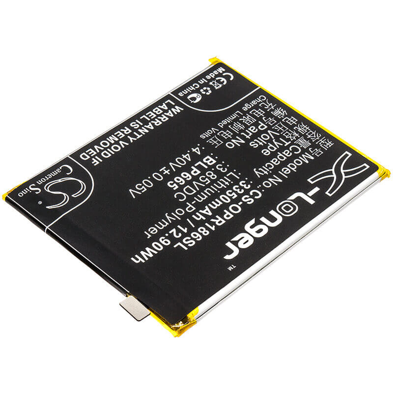 3.85V, Li-Polymer, 3350mAh, SmartPhone battery fits Oppo, Blp665, Cph1859, Cph1861, 12.9Wh Mobile, SmartPhone Cameron Sino Technology Limited (Smartphone)