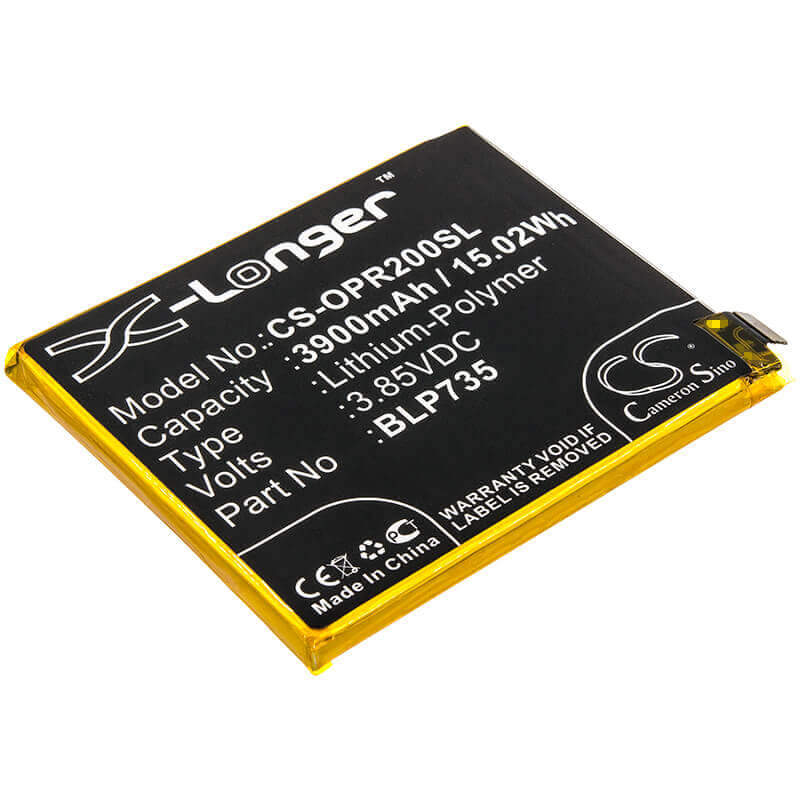 3.85V, Li-Polymer, 3900mAh, SmartPhone battery fits Oppo, Blp735, Cph1907, Cph1989, 15.02Wh Mobile, SmartPhone Cameron Sino Technology Limited (Smartphone)