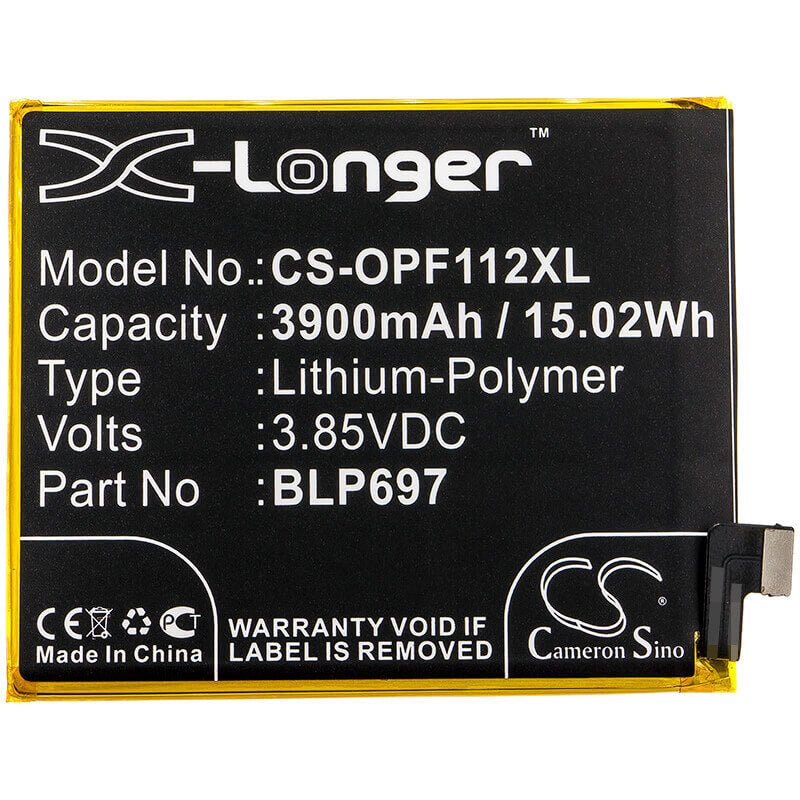 3.85V, Li-Polymer, 3900mAh, SmartPhone battery fits Oppo, Blp697, Cph1969, F11 Pro, 15.02Wh Mobile, SmartPhone Cameron Sino Technology Limited (Smartphone)