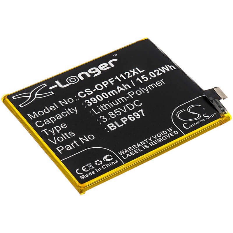 3.85V, Li-Polymer, 3900mAh, SmartPhone battery fits Oppo, Blp697, Cph1969, F11 Pro, 15.02Wh Mobile, SmartPhone Cameron Sino Technology Limited (Smartphone)