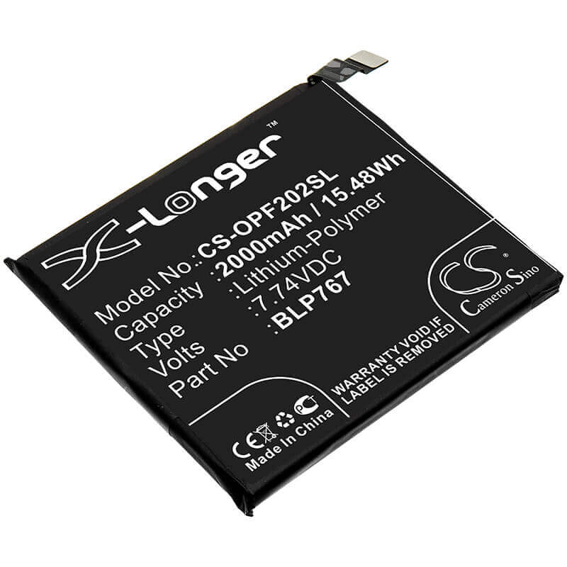 7,74V, Li-Polymère, 2000mAh, batterie de smartphone compatible Oppo, Blp767, Cph2025, Find X2 Pro, 15,48Wh Mobile, Smartphone Cameron Sino Technology Limited (Smartphone)