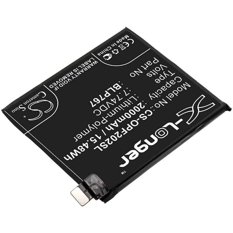 7,74V, Li-Polymère, 2000mAh, batterie de smartphone compatible Oppo, Blp767, Cph2025, Find X2 Pro, 15,48Wh Mobile, Smartphone Cameron Sino Technology Limited (Smartphone)