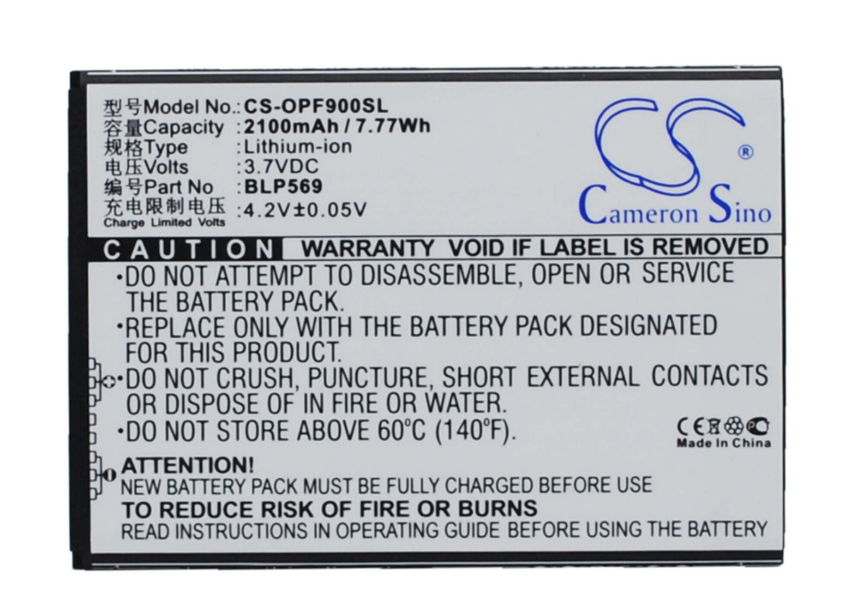 3.7V, Li-ion, 2100mAh, SmartPhone battery fits Oppo, Blp569, Find 7, Find 7 Lite, 7.77Wh Mobile, SmartPhone Cameron Sino Technology Limited (Smartphone)