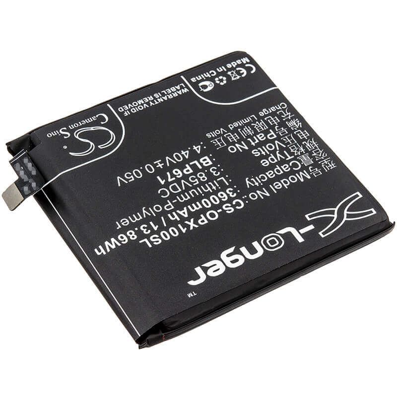 3.85V, Li-Polymer, 3600mAh, SmartPhone battery fits Oppo, Blp671, Find X, Find X Dual Sim, 13.86Wh Mobile, SmartPhone Cameron Sino Technology Limited (Smartphone)