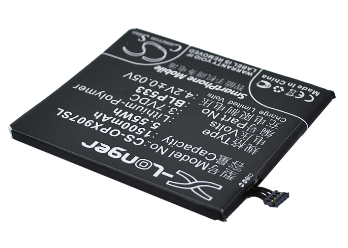 3.7V, Li-Polymer, 1500mAh, SmartPhone battery fits Oppo, Blp533, Finder, X907, 5.55Wh Mobile, SmartPhone Cameron Sino Technology Limited (Smartphone)