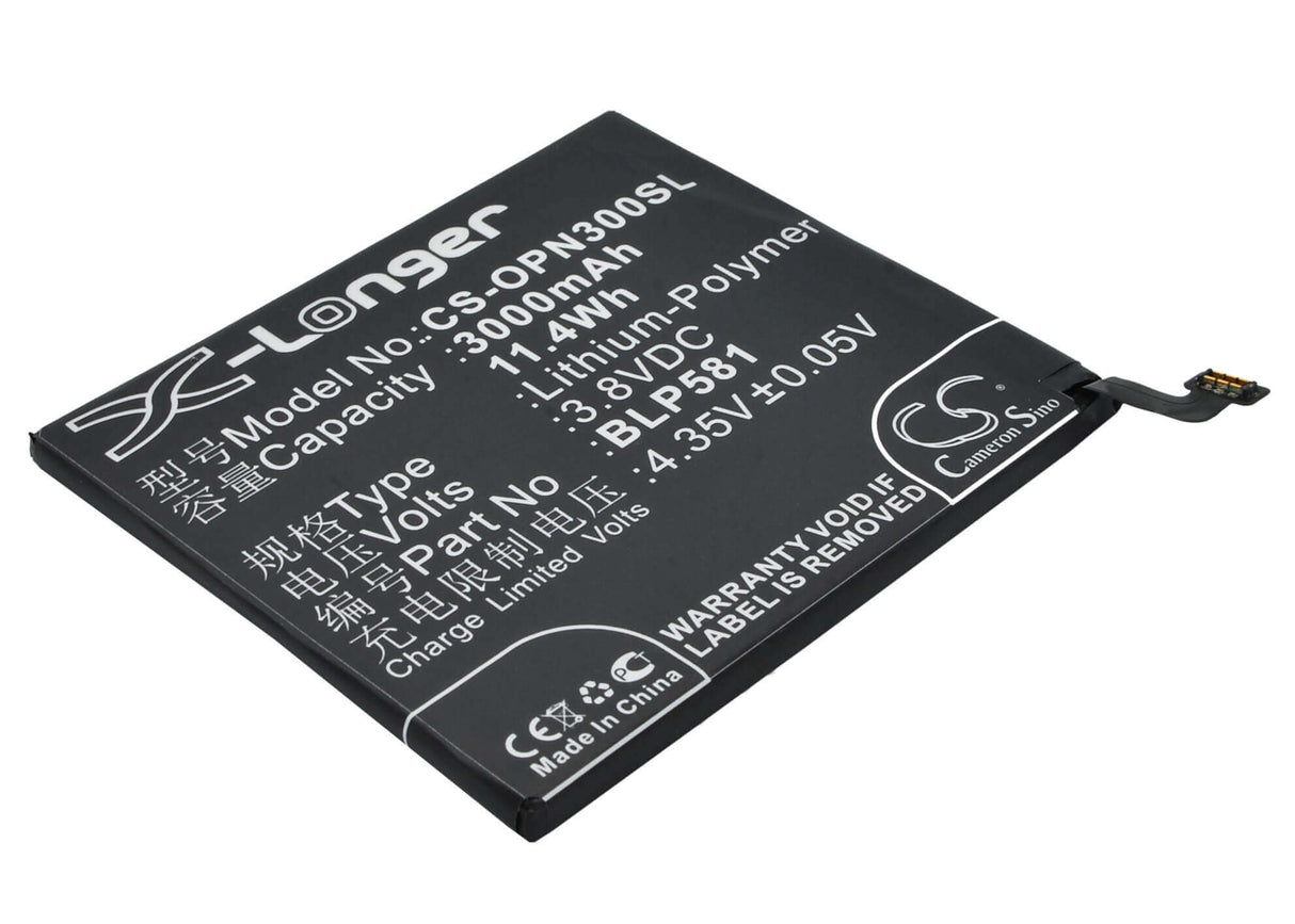 3.8V, Li-Polymer, 3000mAh, SmartPhone battery fits Oppo, Blp581, N3, N3 Dual Sim, 11.4Wh Mobile, SmartPhone Cameron Sino Technology Limited (Smartphone)