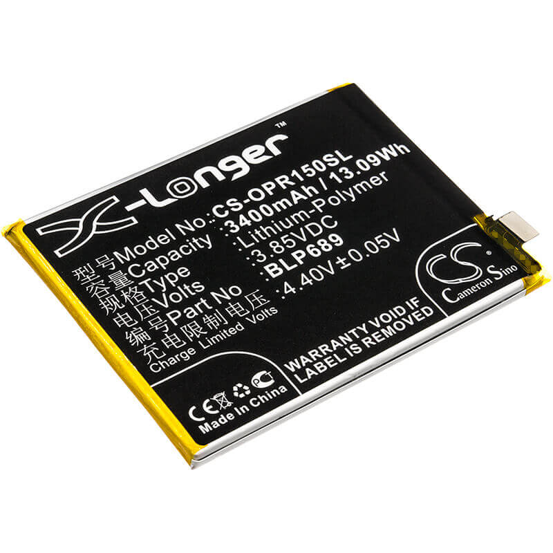 3.85V, Li-Polymer, 3400mAh, SmartPhone battery fits Oppo, Blp689, Pbcm10, Pbct10, 13.09Wh Mobile, SmartPhone Cameron Sino Technology Limited (Smartphone)