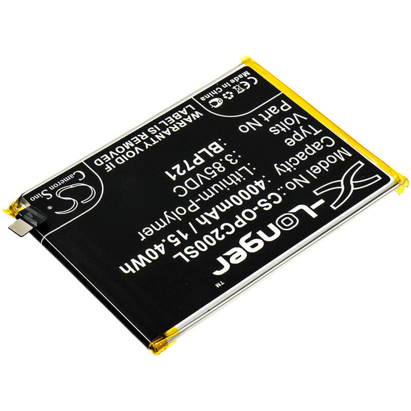 3.85V, Li-Polymer, 4000mAh, SmartPhone battery fits Oppo, Blp721, R1941, Realme C2, 15.4Wh Mobile, SmartPhone Cameron Sino Technology Limited (Smartphone)