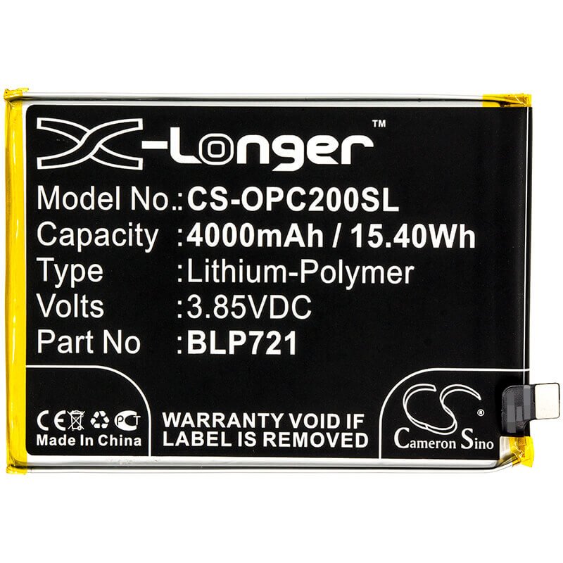 3.85V, Li-Polymer, 4000mAh, SmartPhone battery fits Oppo, Blp721, R1941, Realme C2, 15.4Wh Mobile, SmartPhone Cameron Sino Technology Limited (Smartphone)