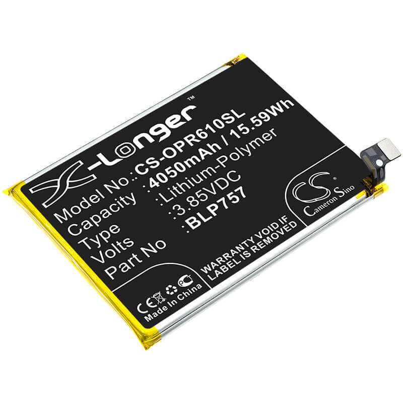 3.85V, Li-Polymer, 4050mAh, SmartPhone battery fits Oppo, Blp757, R2002, Realme 6, 15.59Wh Mobile, SmartPhone Cameron Sino Technology Limited (Smartphone)