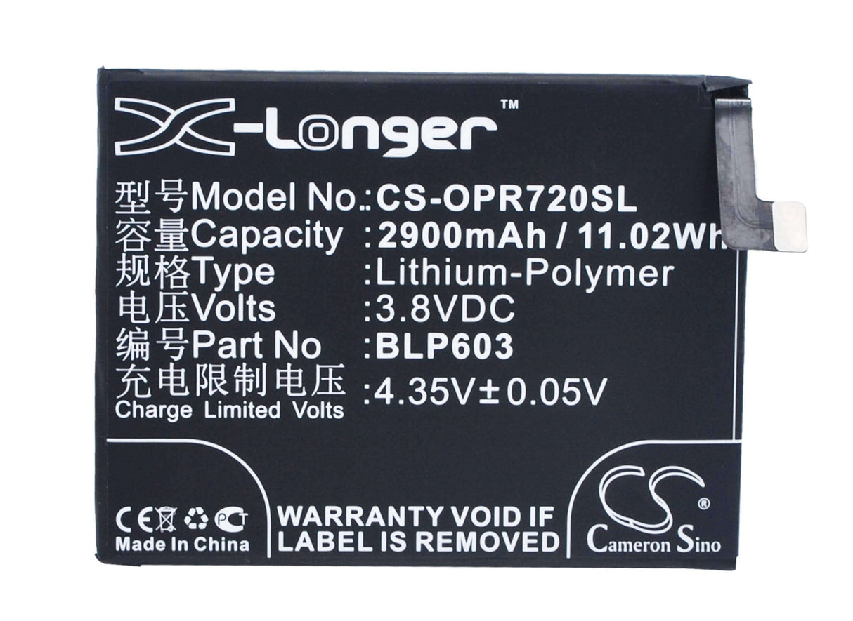 3.8V, Li-Polymer, 2900mAh, Batterie de smartphone compatible avec Oppo, Blp603, R7s, R7sm, 11.02Wh Mobile, SmartPhone Cameron Sino Technology Limited (Suspendu)