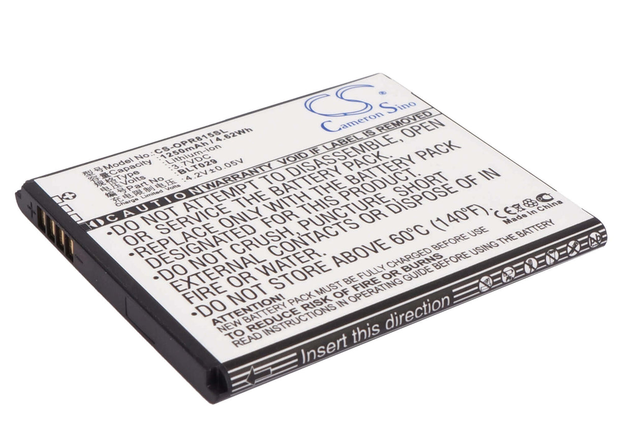 3,7V, Li-ion, 1250mAh, batterie de smartphone compatible Oppo, Blt029, R815t, R821t, 4,63Wh Mobile, SmartPhone Cameron Sino Technology Limited (Suspendu)