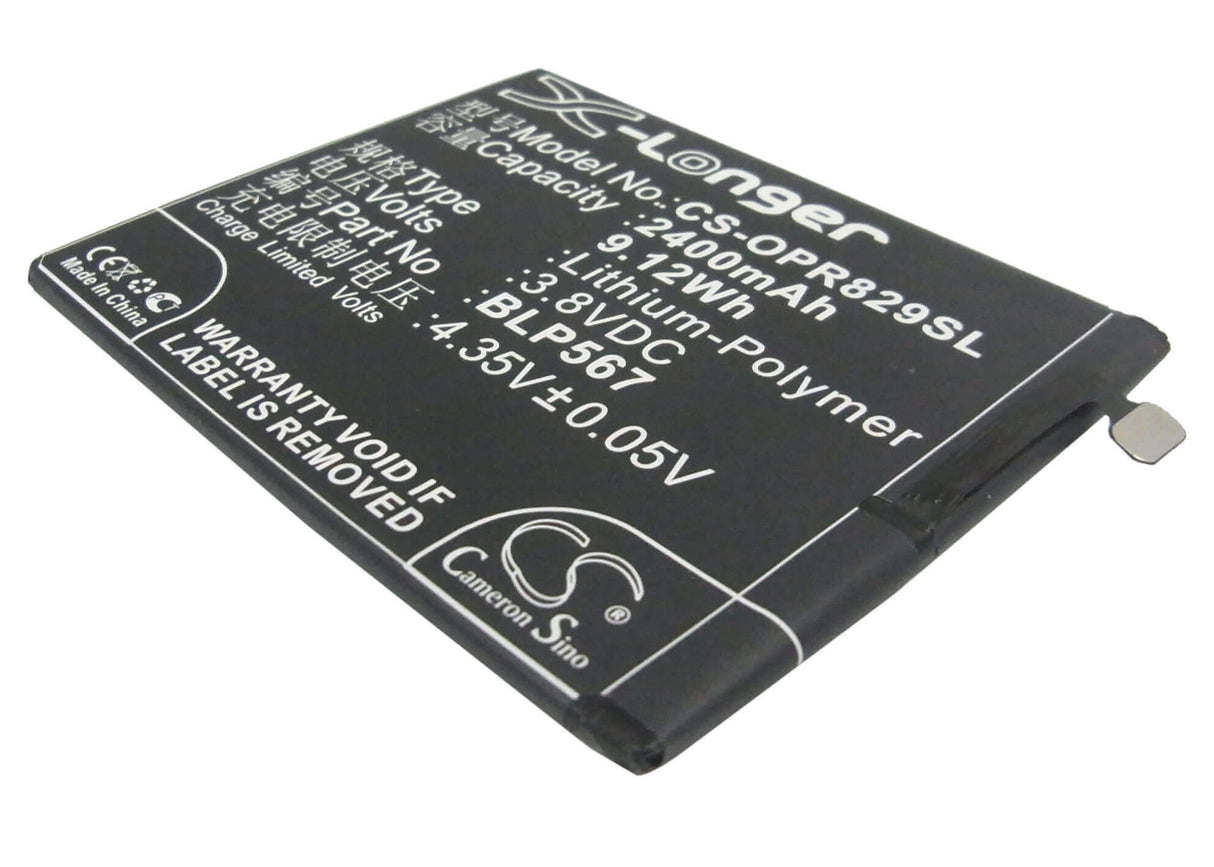 3,8V, Li-Polymer, 2400mAh, batterie de smartphone compatible avec Oppo, Blp567, R1, R1k, 9,12Wh Mobile, Smartphone Cameron Sino Technology Limited (Smartphone)