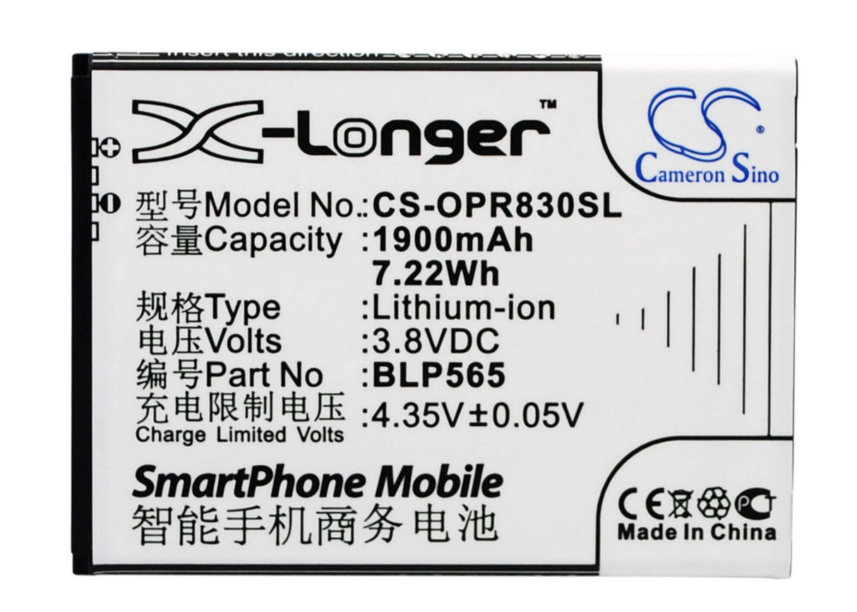 3,8V, Li-ion, 1900mAh, batterie de smartphone compatible avec Oppo, Blp565, Neo 4g, Neo 5, 7,22Wh Mobile, Smartphone Cameron Sino Technology Limited (Smartphone)