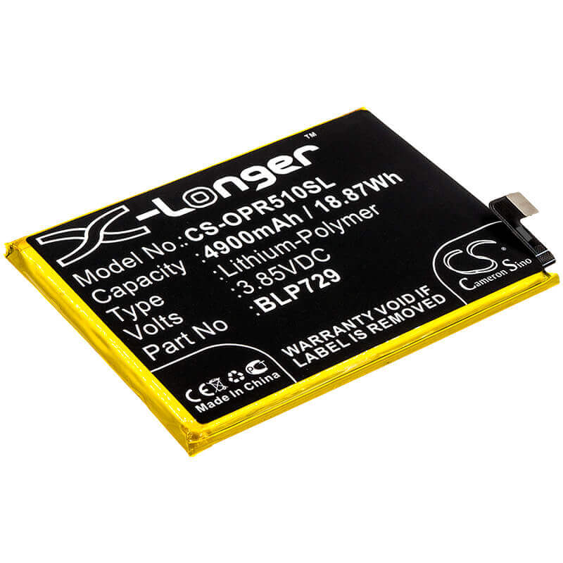 3.85V, Li-Polymer, 4900mAh, SmartPhone battery fits Oppo, Blp729, Realme 5, Realme 5i, 18.87Wh Mobile, SmartPhone Cameron Sino Technology Limited (Smartphone)