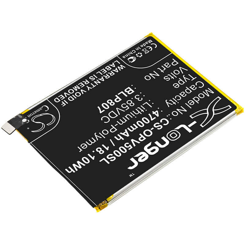 3,85V, Li-Polymer, 4700mAh, batterie de smartphone compatible avec Oppo, Blp807, Realme V5, 18,1Wh Mobile, Smartphone Cameron Sino Technology Limited (Smartphone)