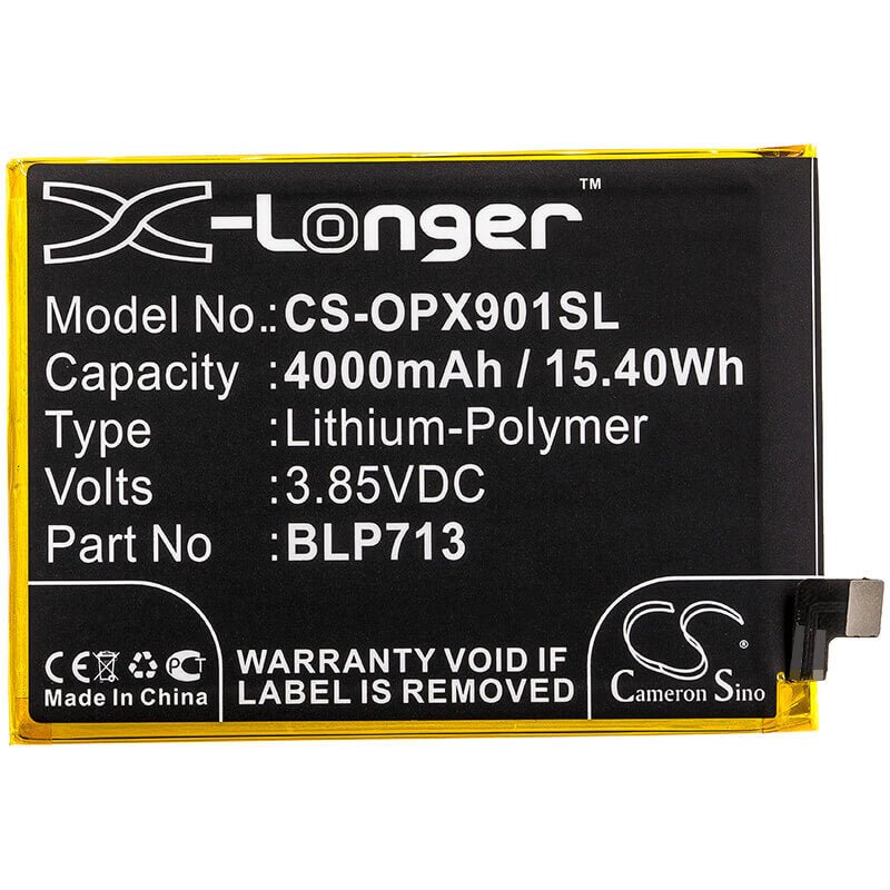 3.85V, Li-Polymer, 4000mAh, SmartPhone battery fits Oppo, Blp713, Realme X, Rmx1901, 15.4Wh Mobile, SmartPhone Cameron Sino Technology Limited (Smartphone)