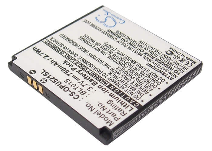 3.7V, Li-ion, 750mAh, SmartPhone battery fits Oppo, Blt015, U521, 2.78Wh Mobile, SmartPhone Cameron Sino Technology Limited (Suspended)