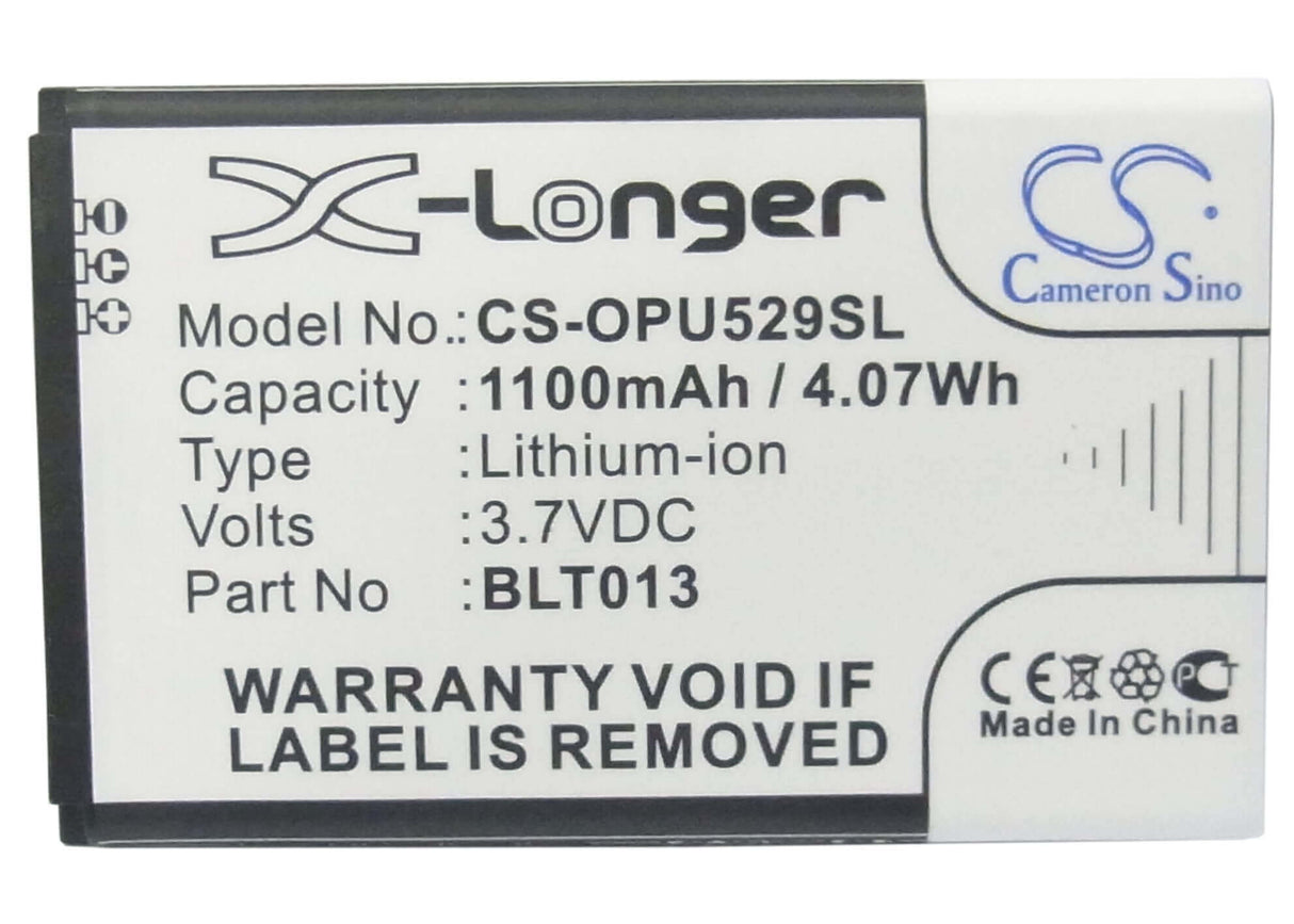 3.7V, Li-ion, 1100mAh, SmartPhone battery fits Oppo, Blt013, A209, E21w, 4.07Wh Mobile, SmartPhone Cameron Sino Technology Limited (Suspended)