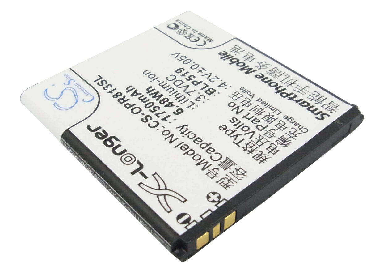 3.7V, Li-ion, 1750mAh, SmartPhone battery fits Oppo, Blp519, 701t, R813t, 6.48Wh Mobile, SmartPhone Cameron Sino Technology Limited (Smartphone)
