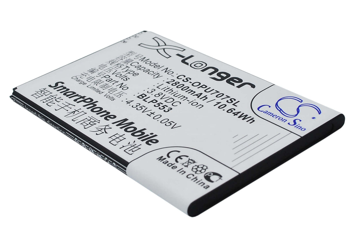 3.8V, Li-ion, 2800mAh, SmartPhone battery fits Oppo, Blp553, U2s, U707, 10.64Wh Mobile, SmartPhone Cameron Sino Technology Limited (Smartphone)