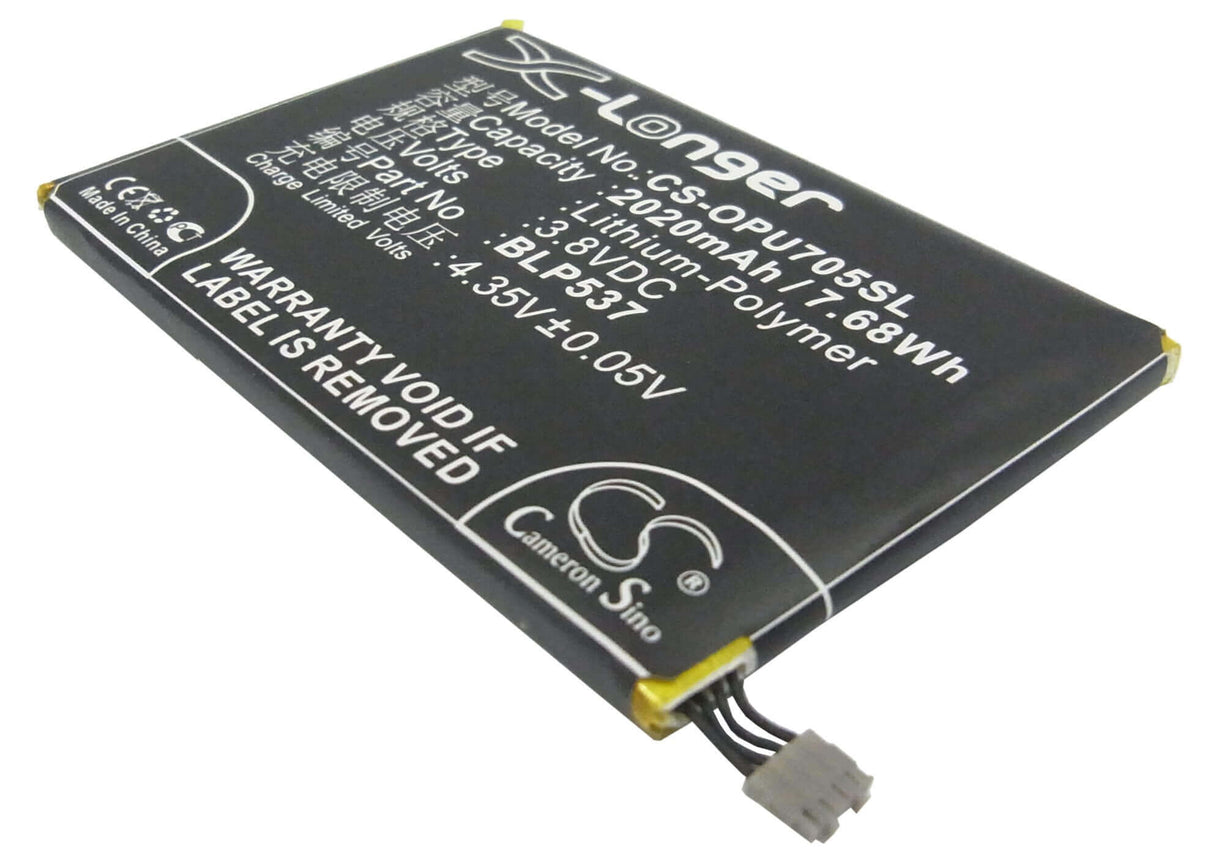3.8V, Li-Polymer, 2020mAh, SmartPhone battery fits Oppo, Blp537, Find Way, Find Way S, 7.68Wh Mobile, SmartPhone Cameron Sino Technology Limited (Smartphone)