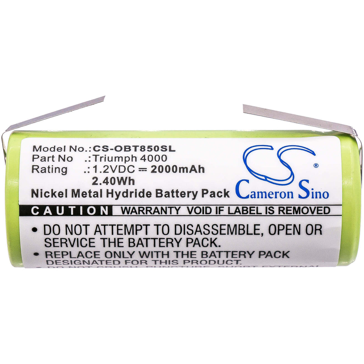 1,2V, Ni-MH, 2000mAh, Batterie de brosse à dents compatible avec Oral-b, 3745, Triumph 4000, 2,4Wh Brosse à dents Cameron Sino Technology Limited