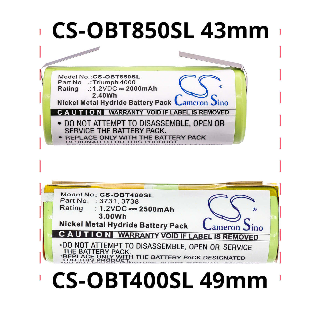 1,2V, Ni-MH, 2000mAh, Batterie de brosse à dents compatible avec Oral-b, 3745, Triumph 4000, 2,4Wh Brosse à dents Cameron Sino Technology Limited