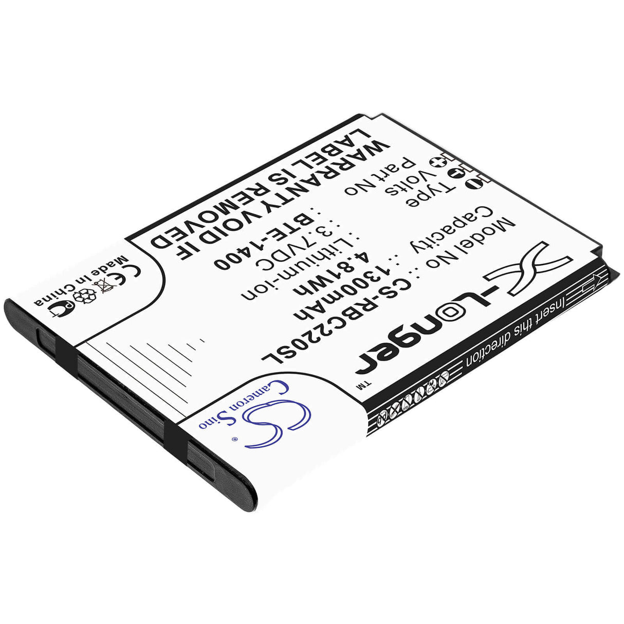 3.7V, Li-ion, 1300mAh, SmartPhone battery fits Ans, Orbic, Bte-1400, F30, 4.81Wh Mobile, SmartPhone Cameron Sino Technology Limited (Smartphone)