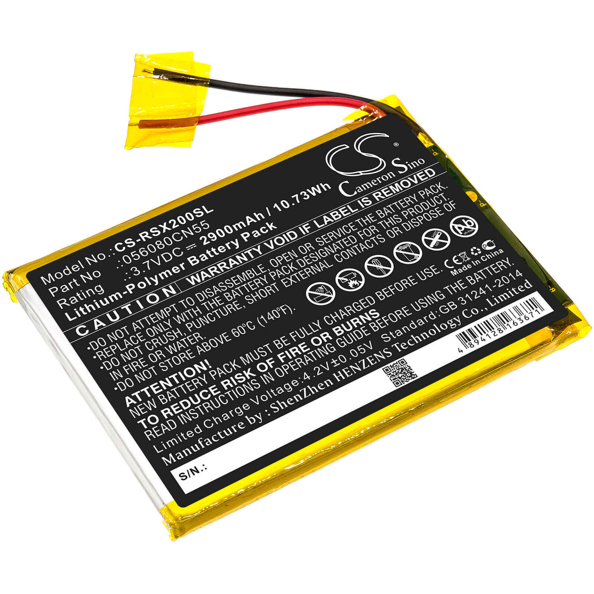 3.7V, Li-Polymer, 2900mAh, Tablet battery fits Oregon Scientific, 056080cn55, Meep, Meep X2, 10.73Wh Tablet Cameron Sino Technology Limited