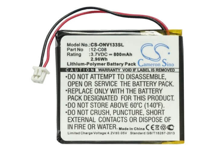 3.7V, Li-Polymer, 800mAh, Electroluminescent Inverters battery fits Oryon Technologies, 12-c08, Elastolite Inv133 Inverter, 2.96Wh Electroluminescent Inverters Cameron Sino Technology Limited
